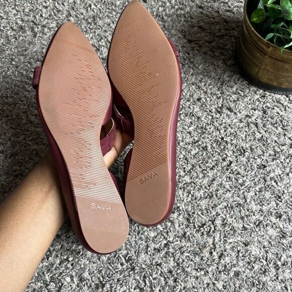 SAVA Anthropologie SOFTWALK D'ORSAY LENNOX FLATS SHOE DARK RED 37 US 7 New - Picture 4 of 7